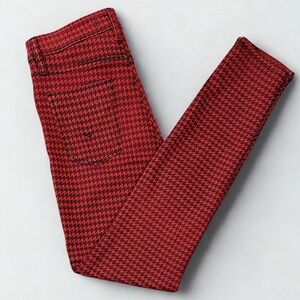 HUDSON Jeans Red & Black Houndstooth Skinny Jeans Size 28 Stretch Holiday EUC